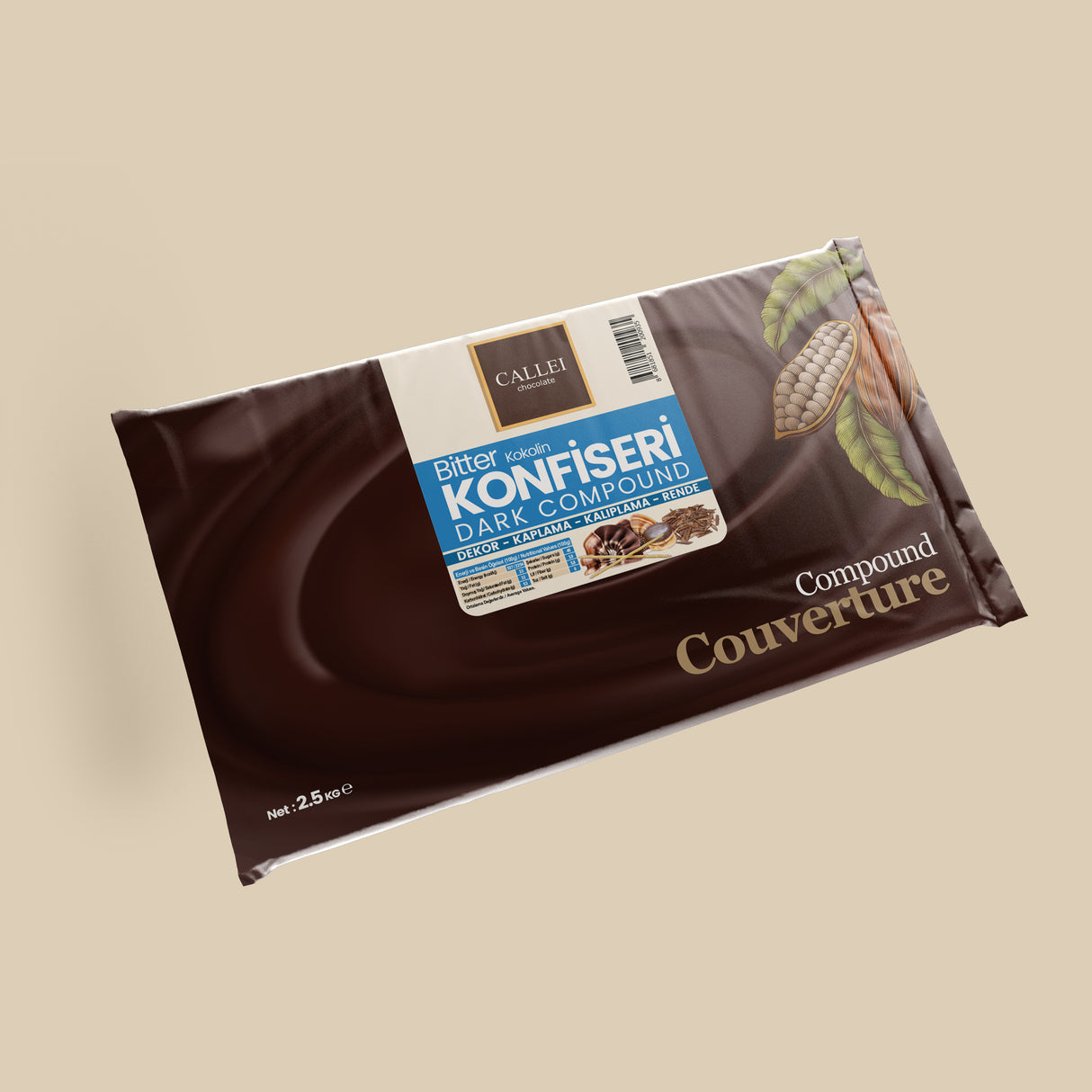 Calleï Professionnel Chocolat Composé de Confiserie Noire - 2.5kg