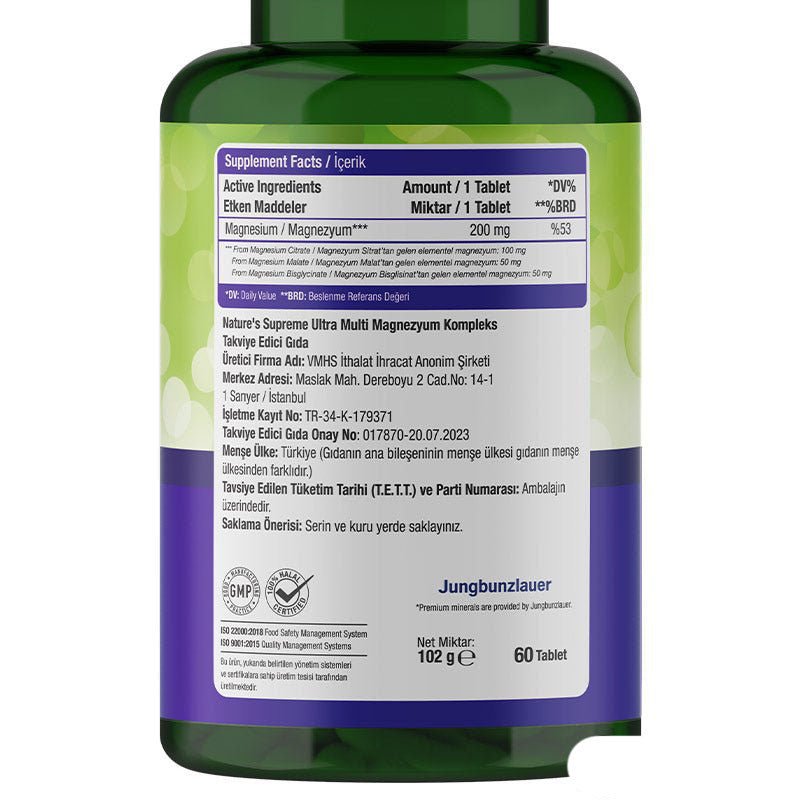 Nature's Supreme Multi Magnesium Complex 60 Tablets - TryAladdin