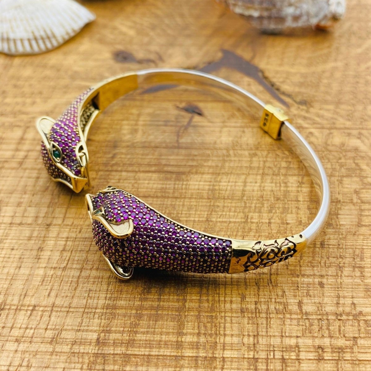 Women's Adjustable Tiger Heads Amethyst Bracelet - TryAladdin