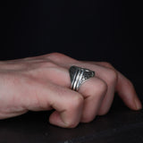 Tesbihevim | Men's Silver Ring with Tree of Life Symbol Pattern - TryAladdin