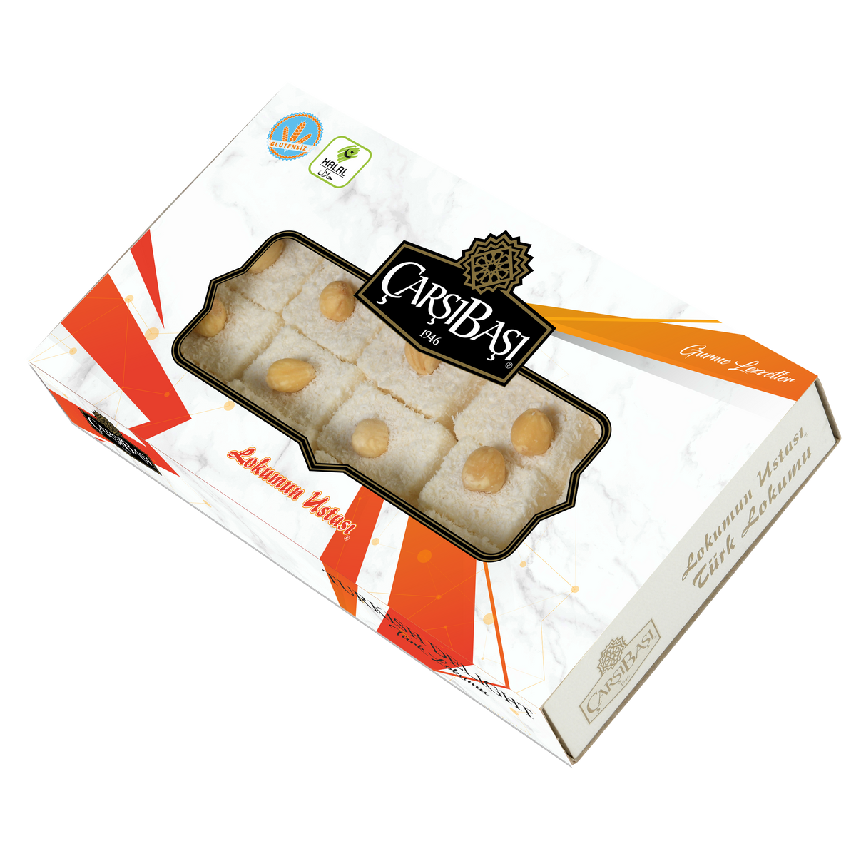 Carsibasi Premium Loukoum Turc Sultan Sans Gluten avec Noisette - Boîte de 500g