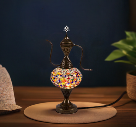 HND Handicraft | Handmade Glass Mosaic Desk Lamp, Mosaic Colors Teapot Design - TryAladdin