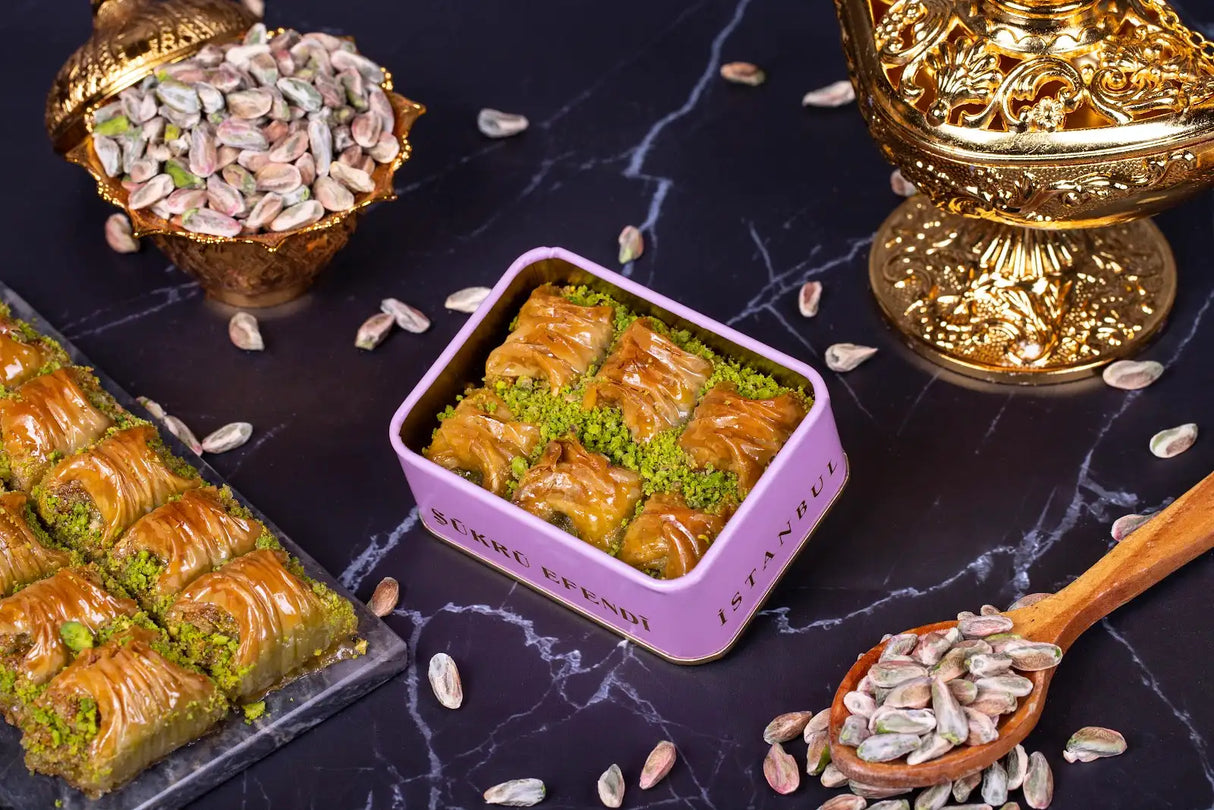 Sukru Efendi 1935 | Pistachio Crunch Turkish Baklava in Gift Metal Box - TryAladdin