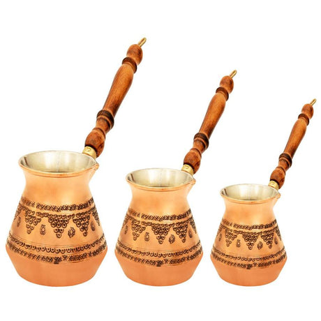 Acar | Turkish Coffee Pot Set of Three - Grape - Copper - TryAladdin