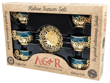 Acar | Turkish Coffee Set of Six - Tulip - Topkapi - White - TryAladdin