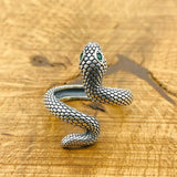 Adjustable Green Snake Eyes Design Ring - TryAladdin