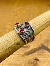 Adjustable Red Ruby Stone Silver Ring - TryAladdin