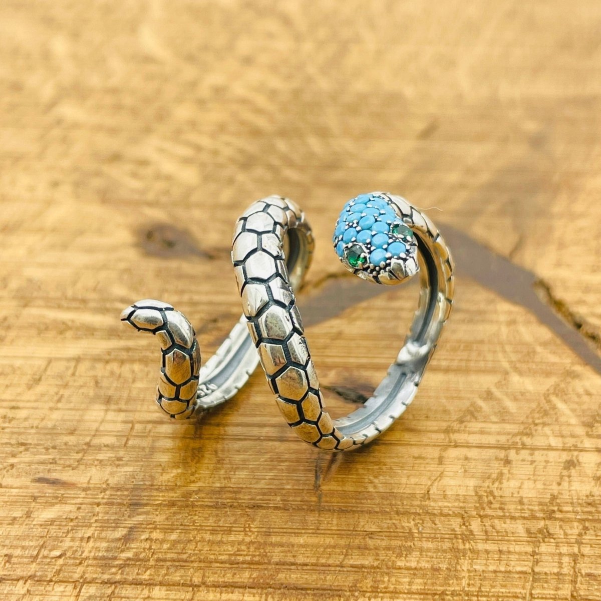 Adjustable Turquoise Snake Ring - TryAladdin