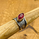 Adjustable Women's Red Stone Silver Ring - TryAladdin