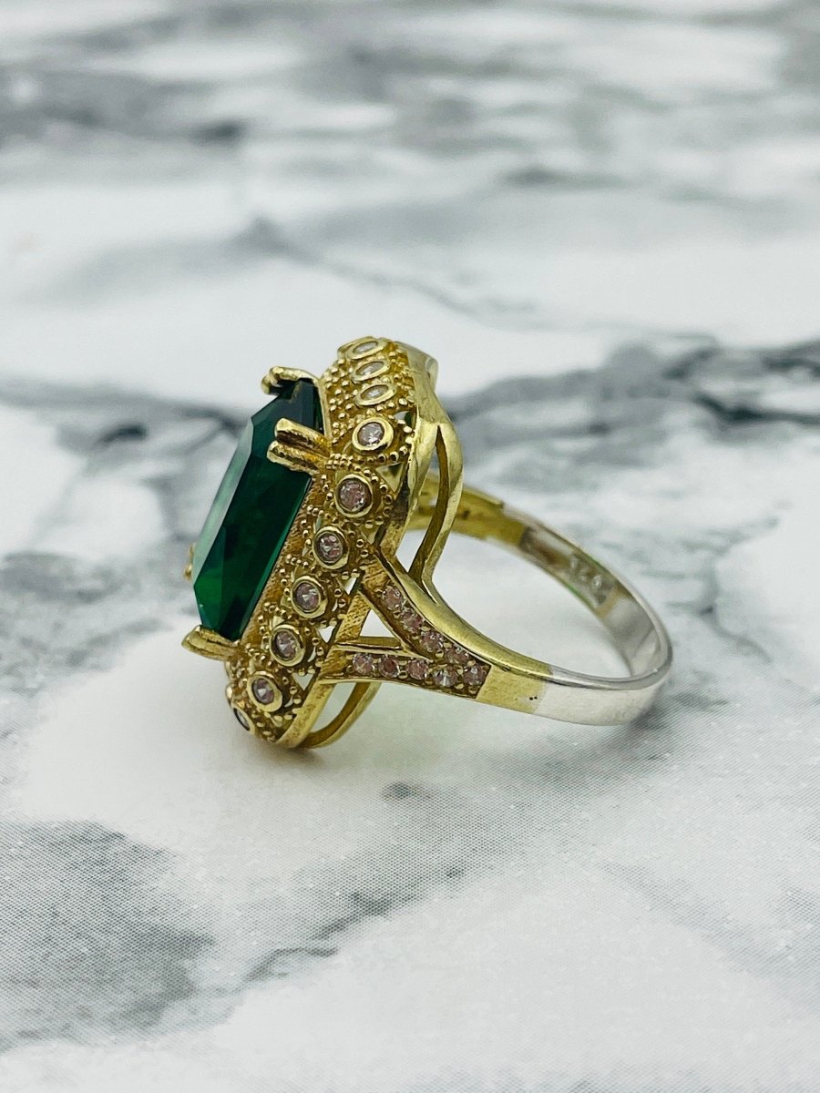 Istanbul Jewelry | Emerald Handmade Vintage Silver Ring - TryAladdin