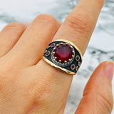 Istanbul Jewelry | Ruby Turkish Design Ottoman Handmade Silver Ring - TryAladdin