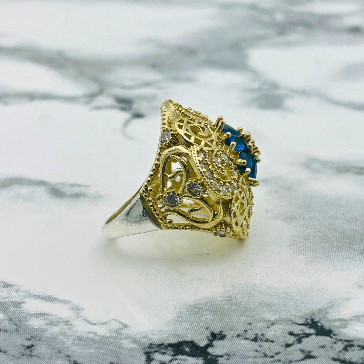 Istanbul Jewelry | Sapphire Vintage Handmade Silver Ring - TryAladdin