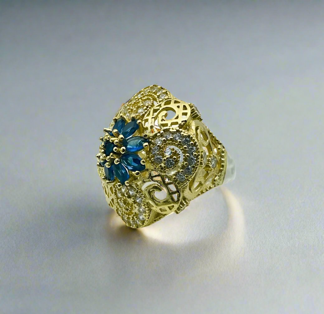 Istanbul Jewelry | Sapphire Vintage Handmade Silver Ring - TryAladdin