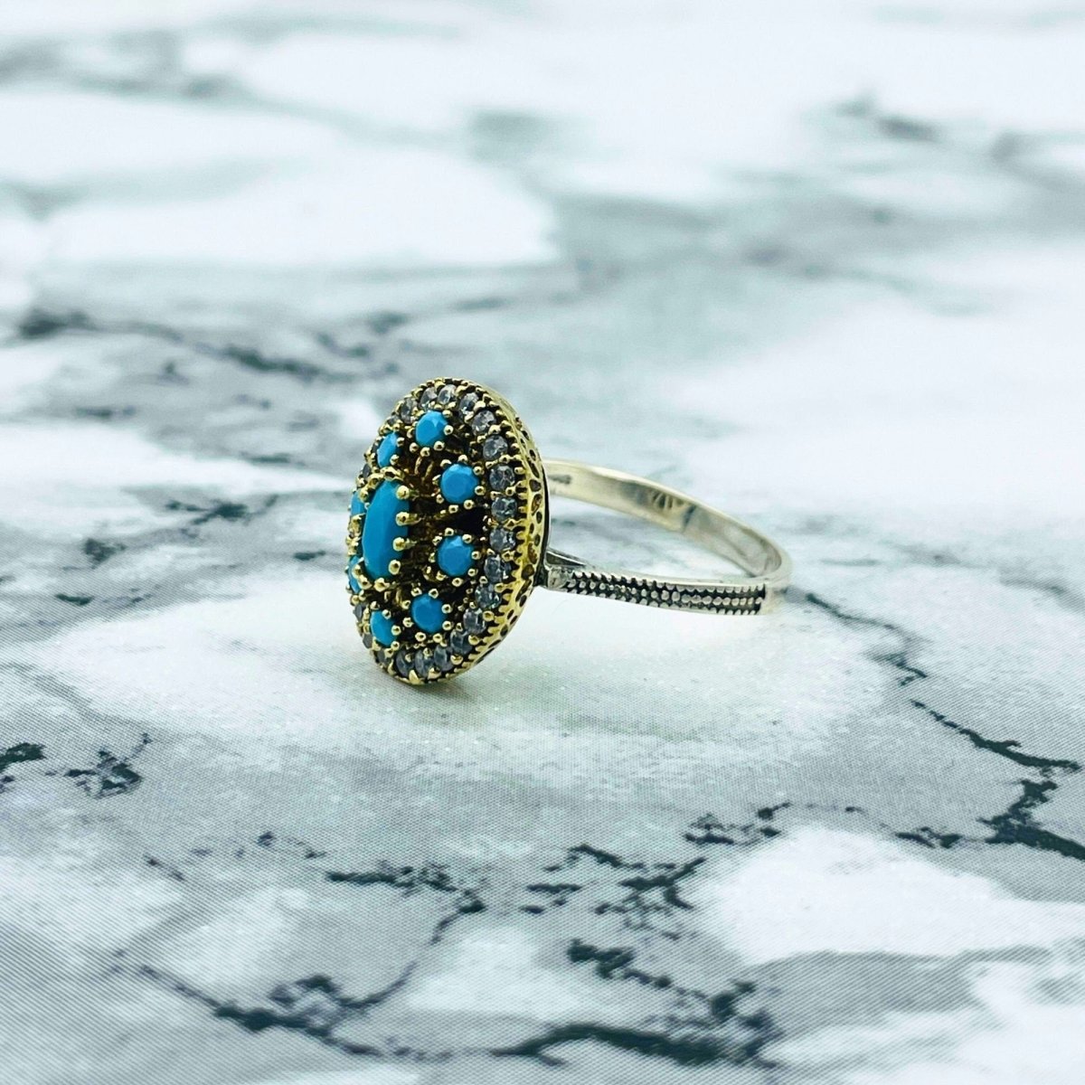 Istanbul Jewelry | Turquoise Ottoman Style Handmade Silver Ring - TryAladdin