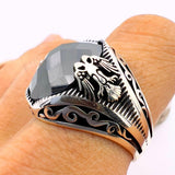 Black Onyx Double Headed Eagle Men's Ring - TryAladdin