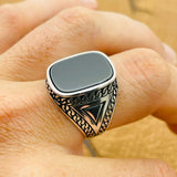 Black Onyx Silver Ring - TryAladdin