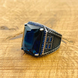 Blue Sapphire Silver Ring - TryAladdin