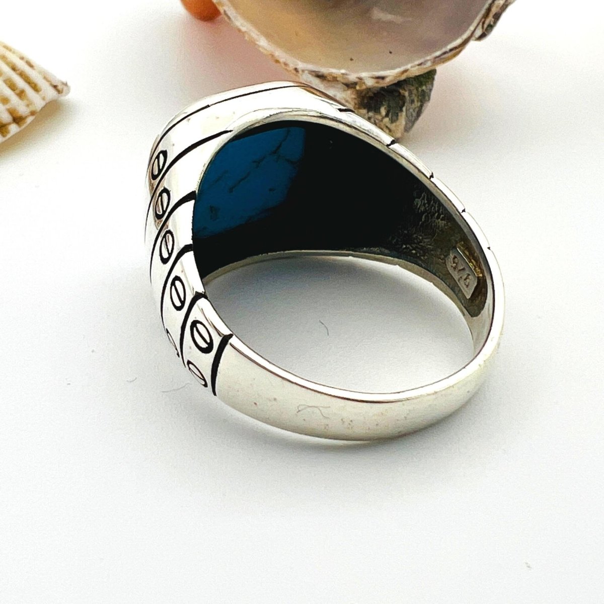 Blue Turquoise Stone Men's Ring - TryAladdin