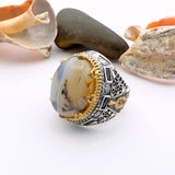 Brown Topaz Agate Stone Men's Ring - TryAladdin