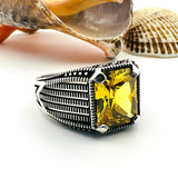 Citrine Silver Men's Ring - TryAladdin