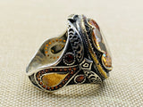 Citrine Stone Silver Men's and Women's Ring - TryAladdin