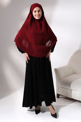 Claret Red Three Layer Veiled Short Chiffon Hijab Souffle Scarf - TryAladdin