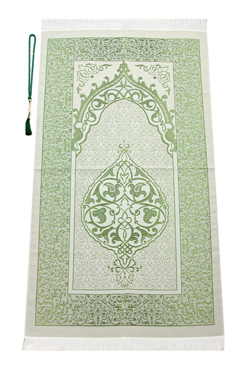 Cylender Boxed Prayer Rug Set, Green - TryAladdin