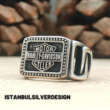 Discover the Essence of Freedom with our 925K Sterling Silver Harley Davidson Ring - TryAladdin