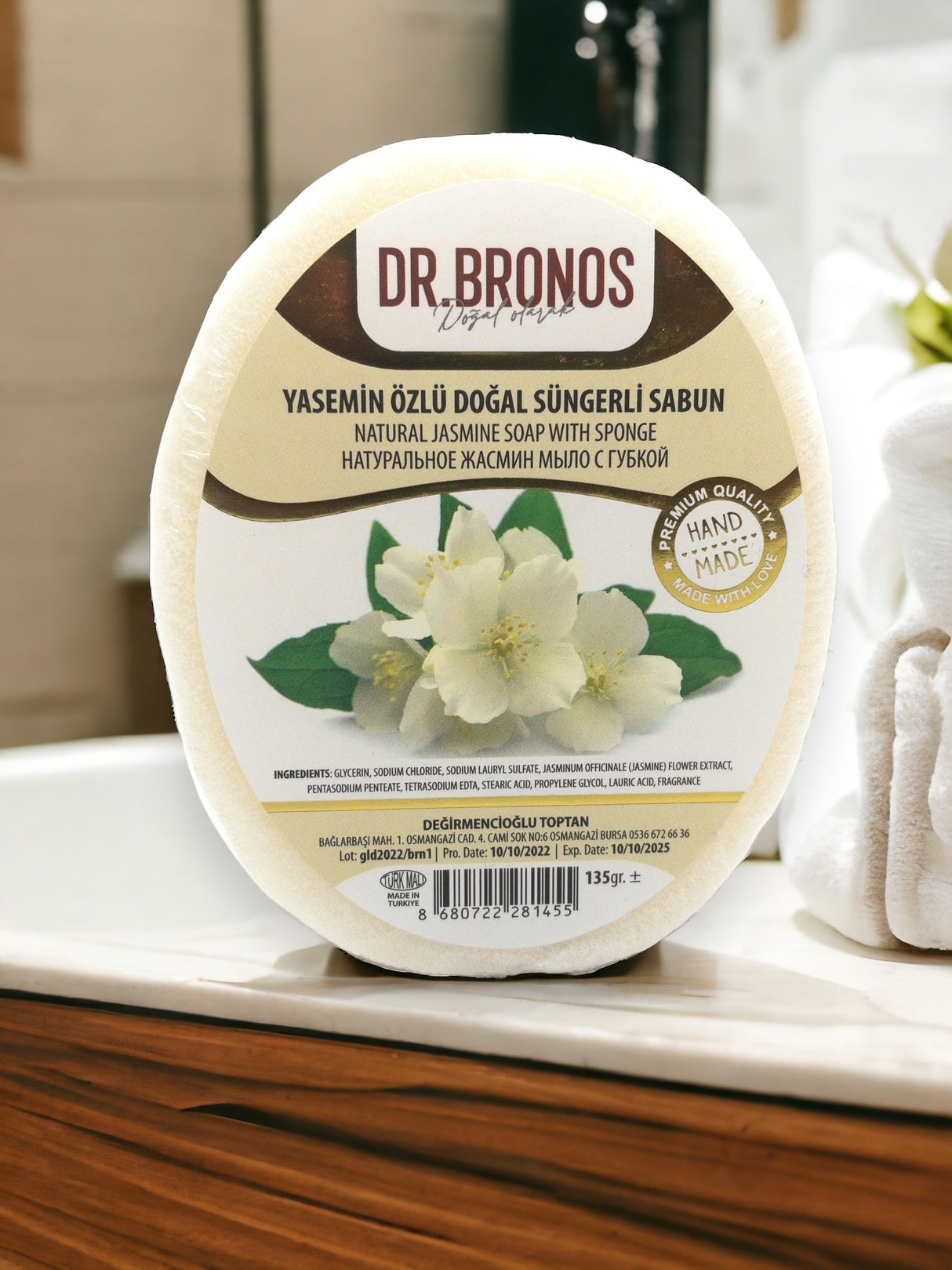 Dr. Bronos | Natural Jasmine Soap with Sponge - TryAladdin