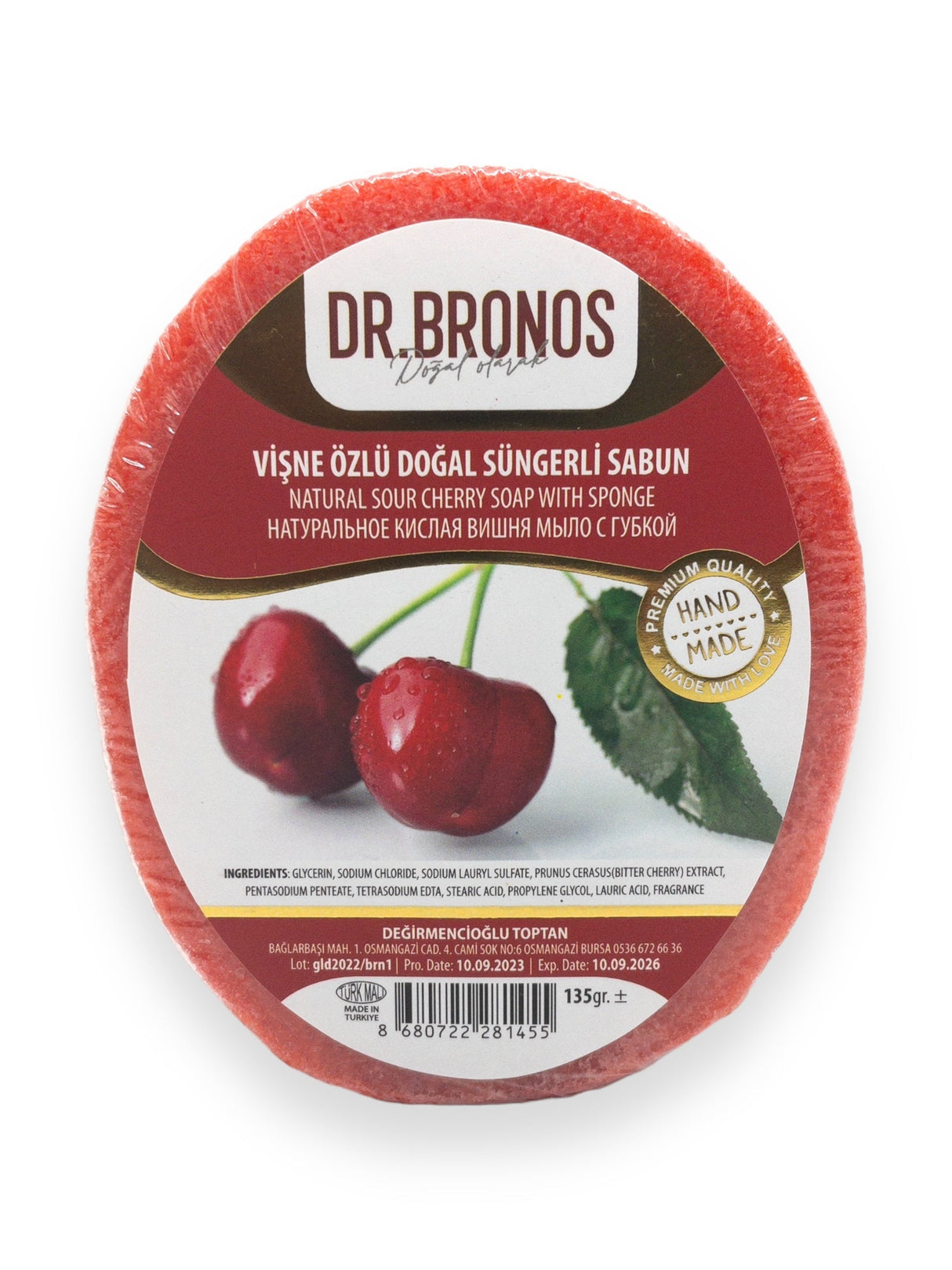 Dr. Bronos | Natural Sour Cherry Soap with Sponge - TryAladdin