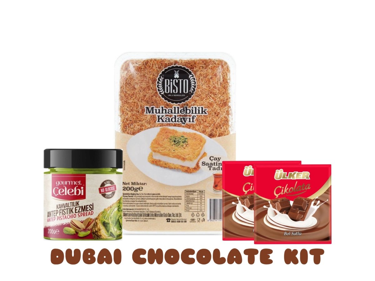 Dubai Chocolate Preparing Kit - Milk Chocolate, Pistachio Butter, Kadayif - TryAladdin