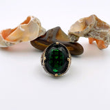 Green Emerald Oval Stone Men's Ring - TryAladdin