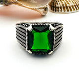 Green Emerald Square Men’s Ring - TryAladdin