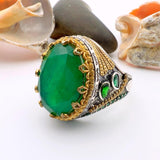 Green Oval Tourmaline Stone Men's Ring - TryAladdin