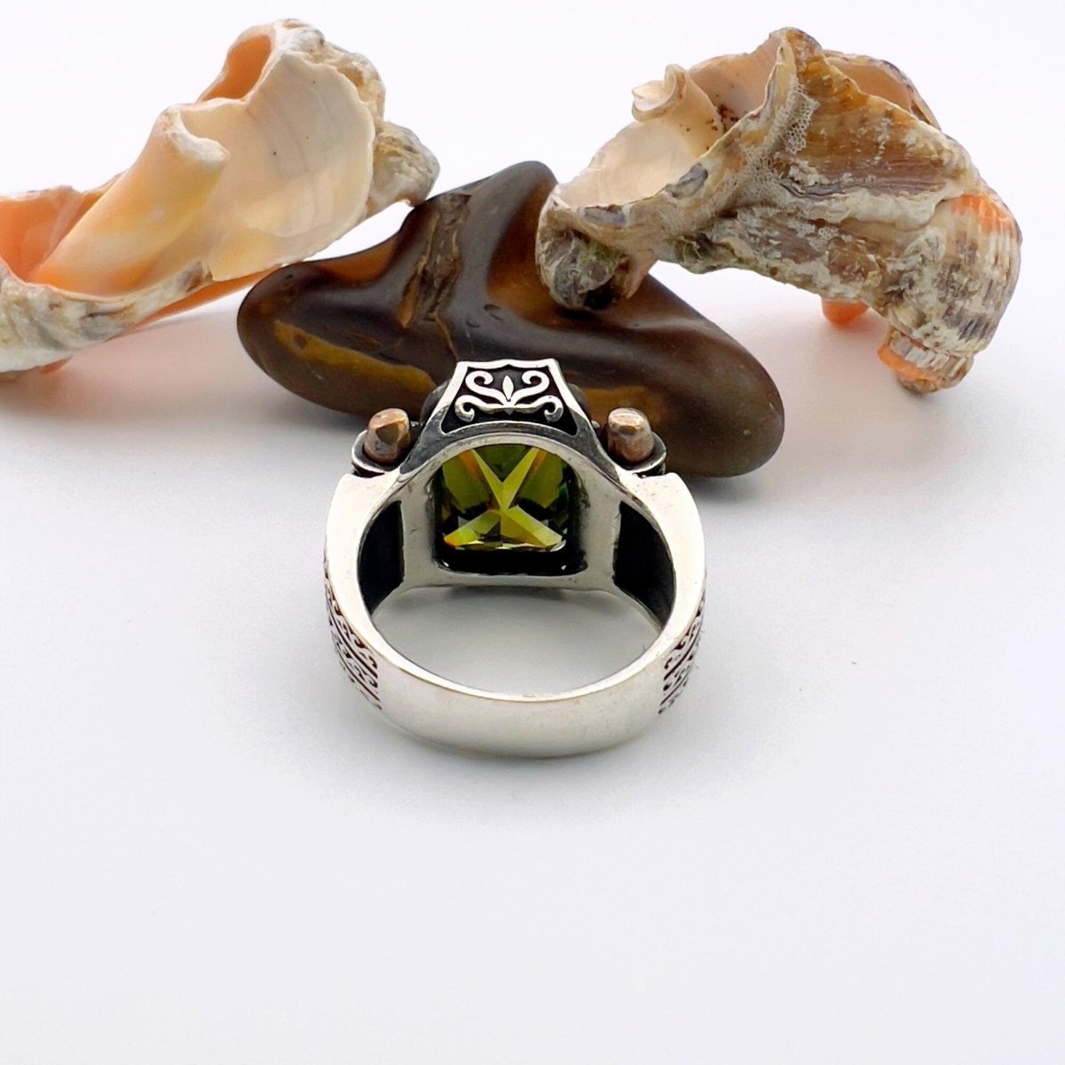 Green Peridot Silver Ring - TryAladdin