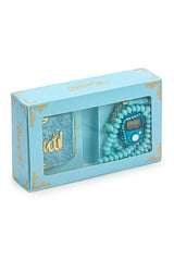 Hajj Umrah Gift Set with Mini Quran, Crystal Stone Prayer Bead and Stone Designed Dhikrmatic, Blue Color - TryAladdin