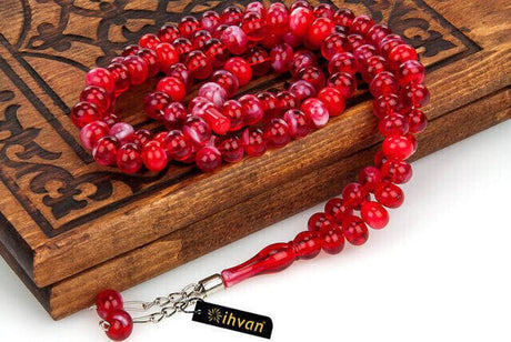 Hajj Umrah Gift Tasbih, 99 Beads 8mm (10 Pieces ) - Red - TryAladdin