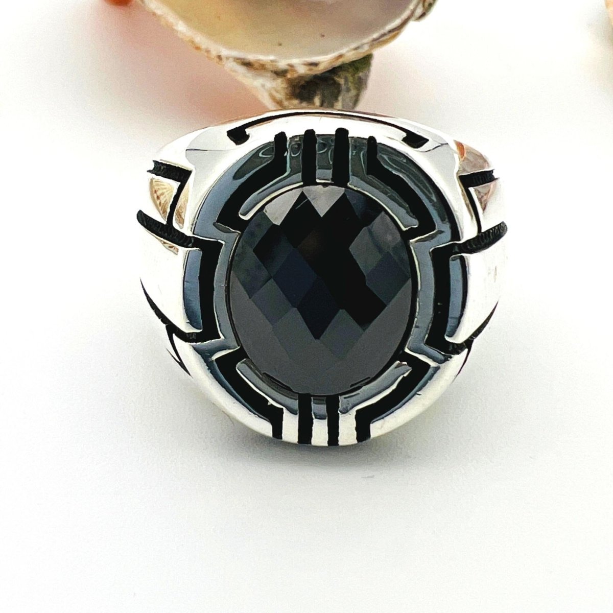 Handmade Black Onyx Stone Men's Ring - TryAladdin