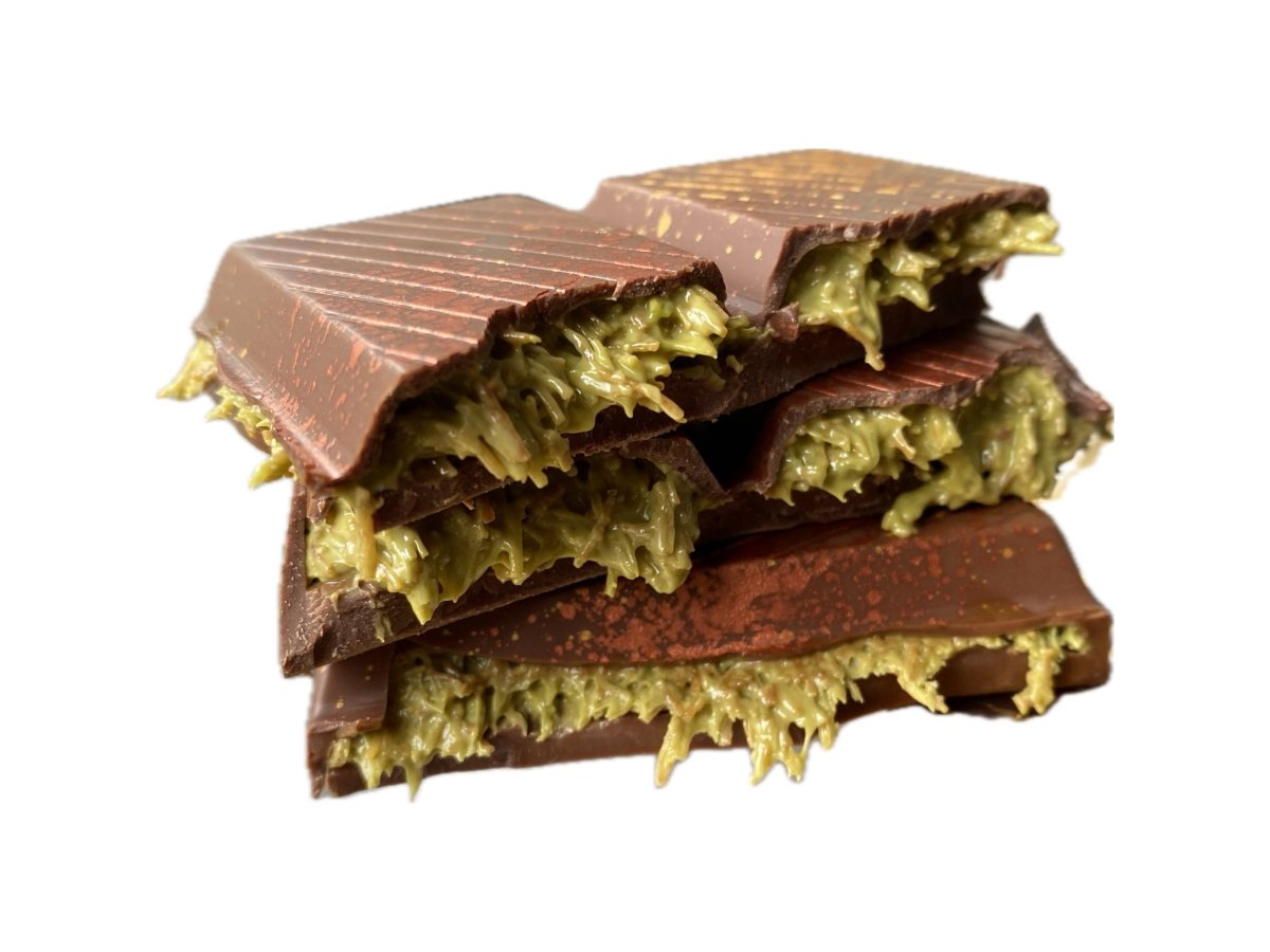 Handmade Dubai Chocolate Tablet - Belgian Chocolate with Pistachio & Roasted Kadayif (100gr) - TryAladdin