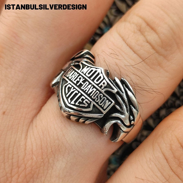 Harley Davidson 925K Sterling Silver Ring - TryAladdin