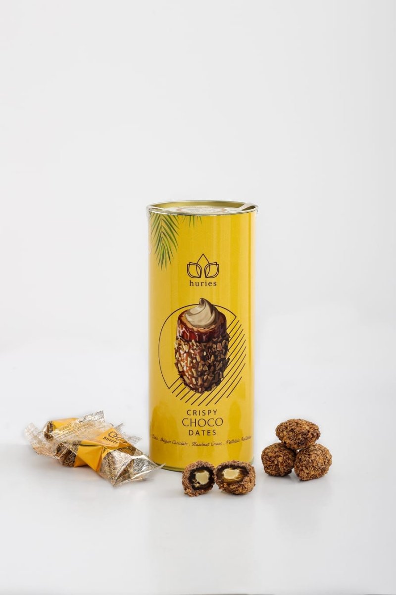 Huries Premium Almond - Stuffed Crispy Chocolate Dates - 200g Tube - TryAladdin