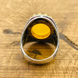 Men’s Yellow Agate Oval Ring - TryAladdin