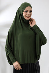 Khaki Ready to Wear Practical Hijab Sleeve Combed Cotton Souffle Scarf Hijab - TryAladdin