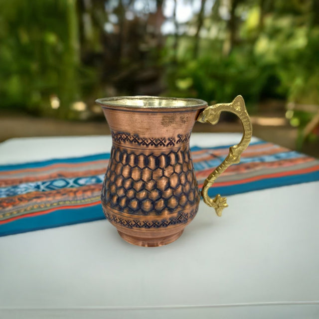 Lavina | Copper Cup with Honeycomb Pattern (10 cm) - TryAladdin