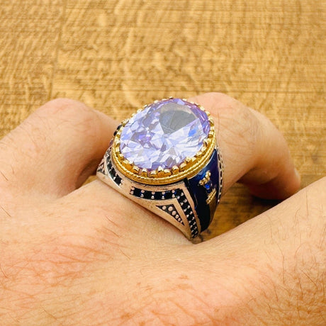 Men’s Amethyst Oval Ring - TryAladdin