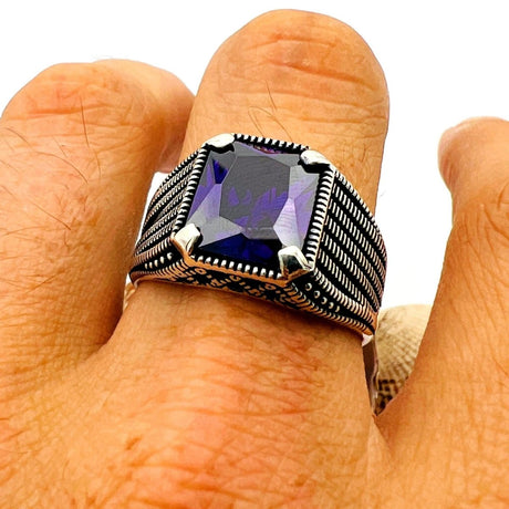 Men’s Amethyst Square Ring - TryAladdin