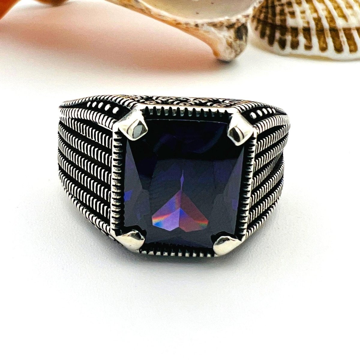 Men’s Amethyst Square Ring - TryAladdin