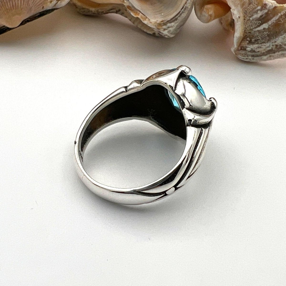 Men's Aquamarine Stone Blue Ring - TryAladdin