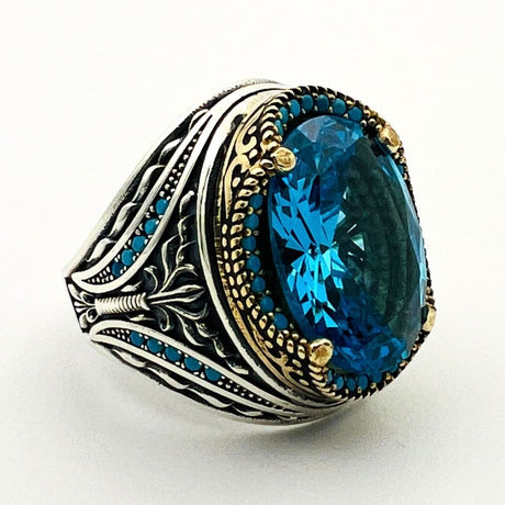 Men's Aquamarine Stone Ring - TryAladdin