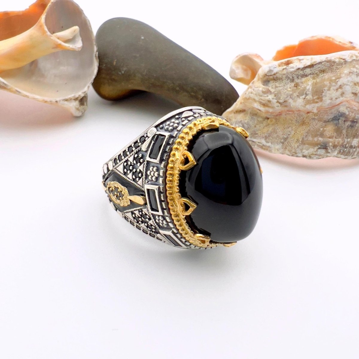 Men's Black Onyx Silver Ring - TryAladdin